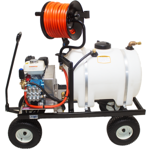 HCB55200WR75 wagon booster pump 5.5 GPM 200 PSI Honda gas engine belt drive Cat pump system