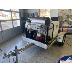 Model 145 narrow skid steamer trailer 2 GPM 2000 PSI gas engine steam weed control unit