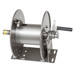 Hannay industrial hose reel 3/8 inch 100 foot 4000 PSI bolt mount
